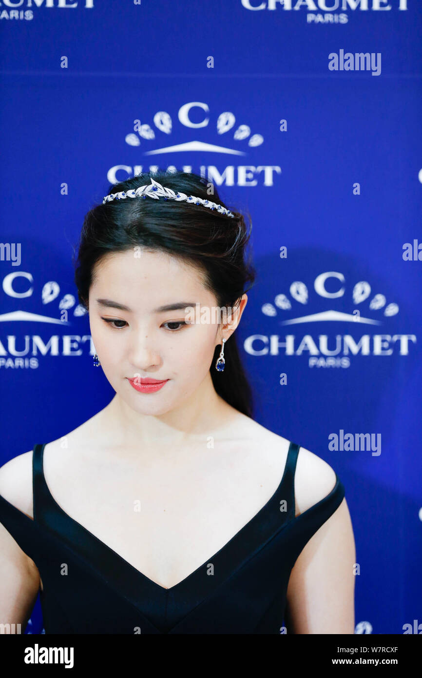 Chinese actress Liu Yifei attends a promotional event for French jewellery and watch brand Chaumet at a boutique of Chaumet in Shanghai, China, 10 Jun Stock Photo