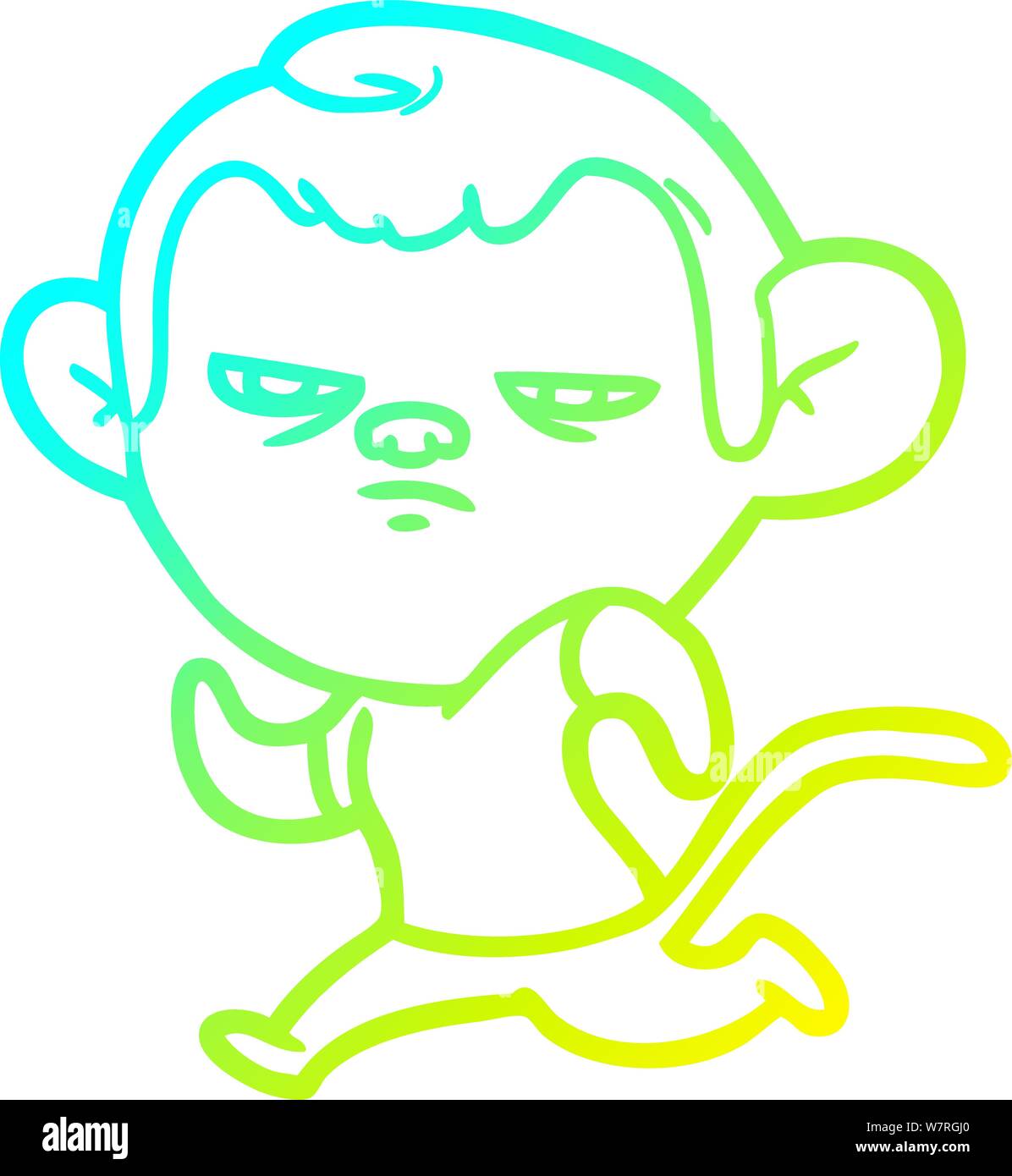 cold gradient line drawing of a cartoon monkey Stock Vector Image & Art ...