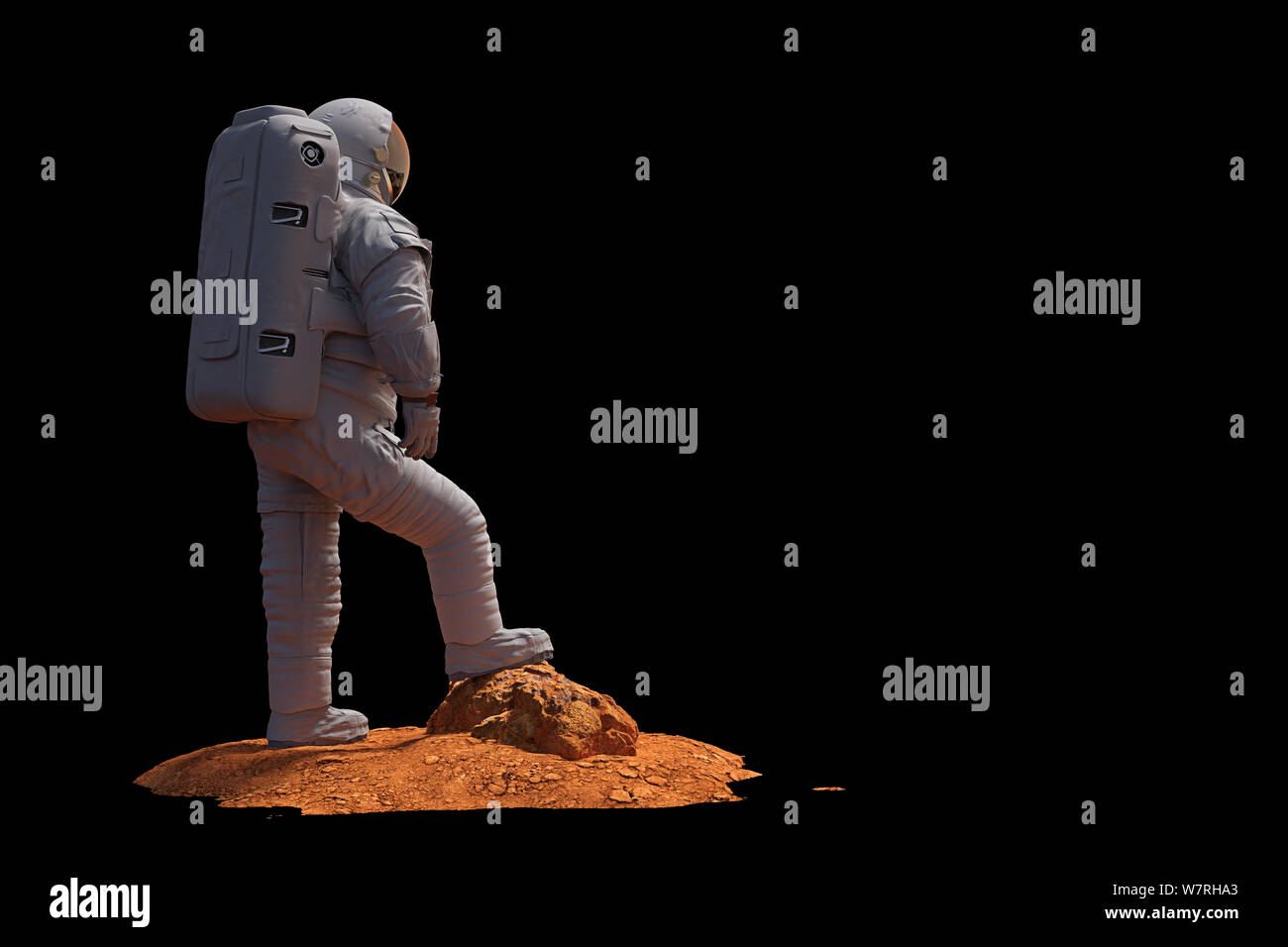 astronaut on planet Mars, isolated on black background Stock Photo - Alamy