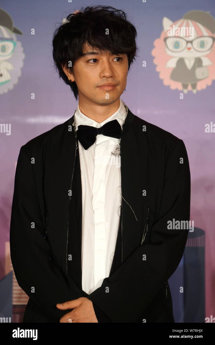 Japanese actor Takumi Saito attends the Welcome Dinner of the Japan Film Week during the 20th Shanghai International Film Festival in Shanghai, China, Stock Photo