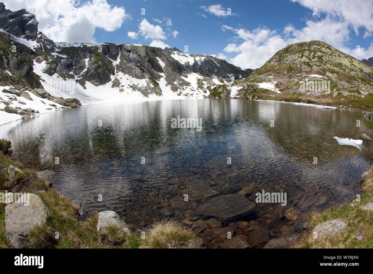 View of mountain Lake Sassolo, Sambuco valley, Ticino, Switzerland Stock Photo