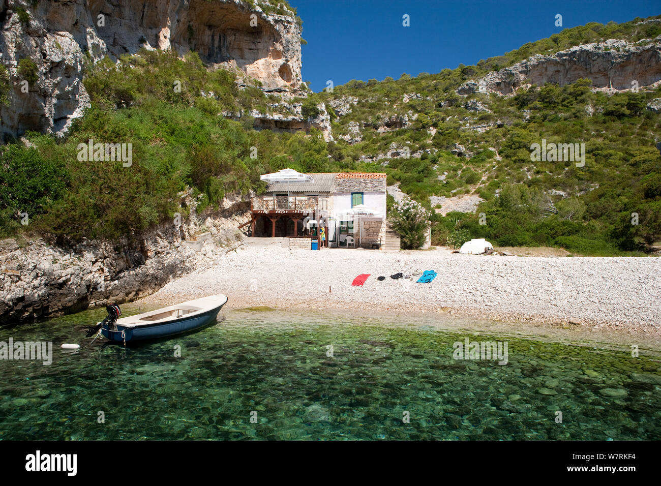 Stiniva beach, Vis Island, Croatia, Adriatic Sea, Mediterranean Stock Photo