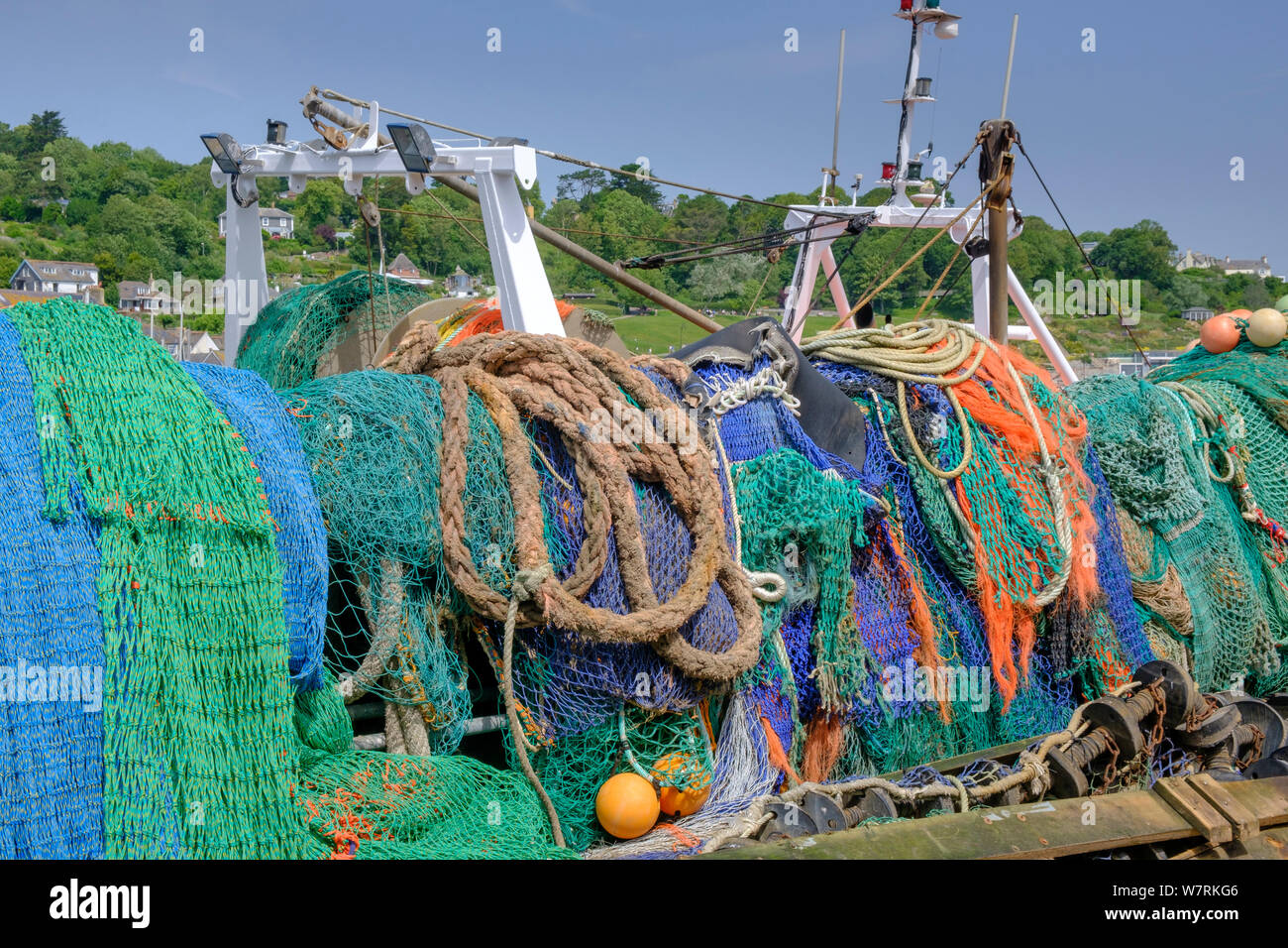 Fishing nets and ropes Lyme Bay Lyme Regis Dorset England Stock Photo