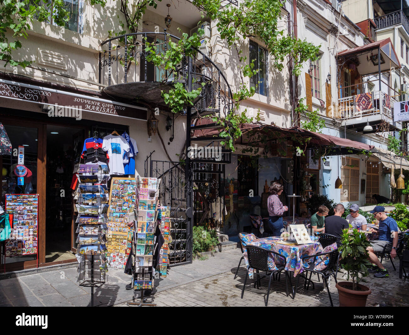 restaurant street Erekle II near Kote Abkhazi,, Tbilisi, Georgia, Europe Stock Photo