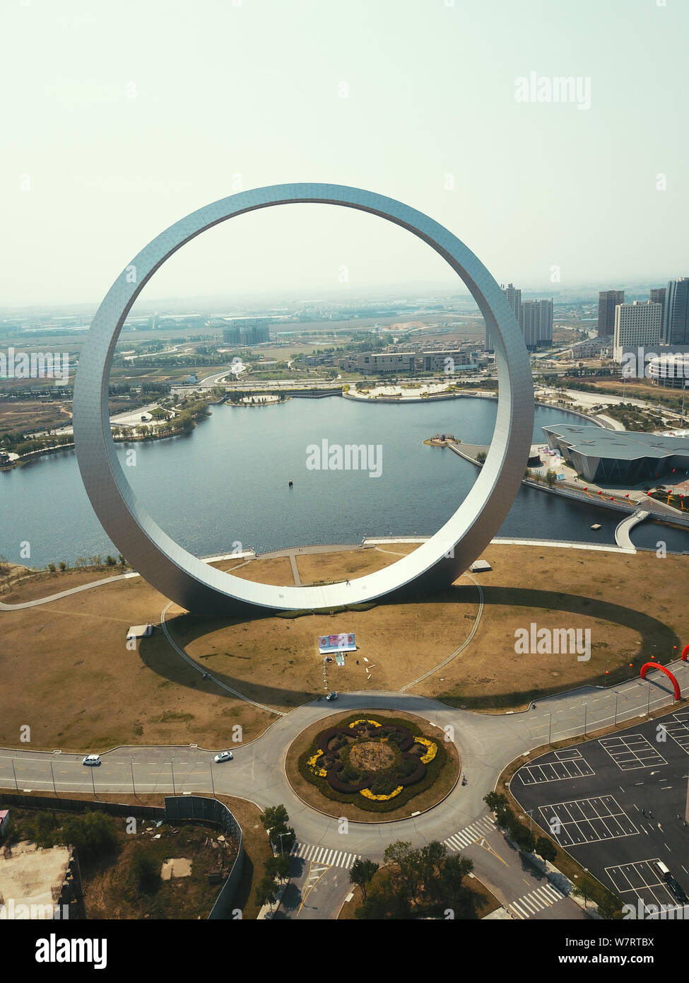 aerial view of a gigantic steel loop dubbed the ring of life in fushun city northeast chinas liaoning province 20 may 2017 a new landmark c a W7RTBX