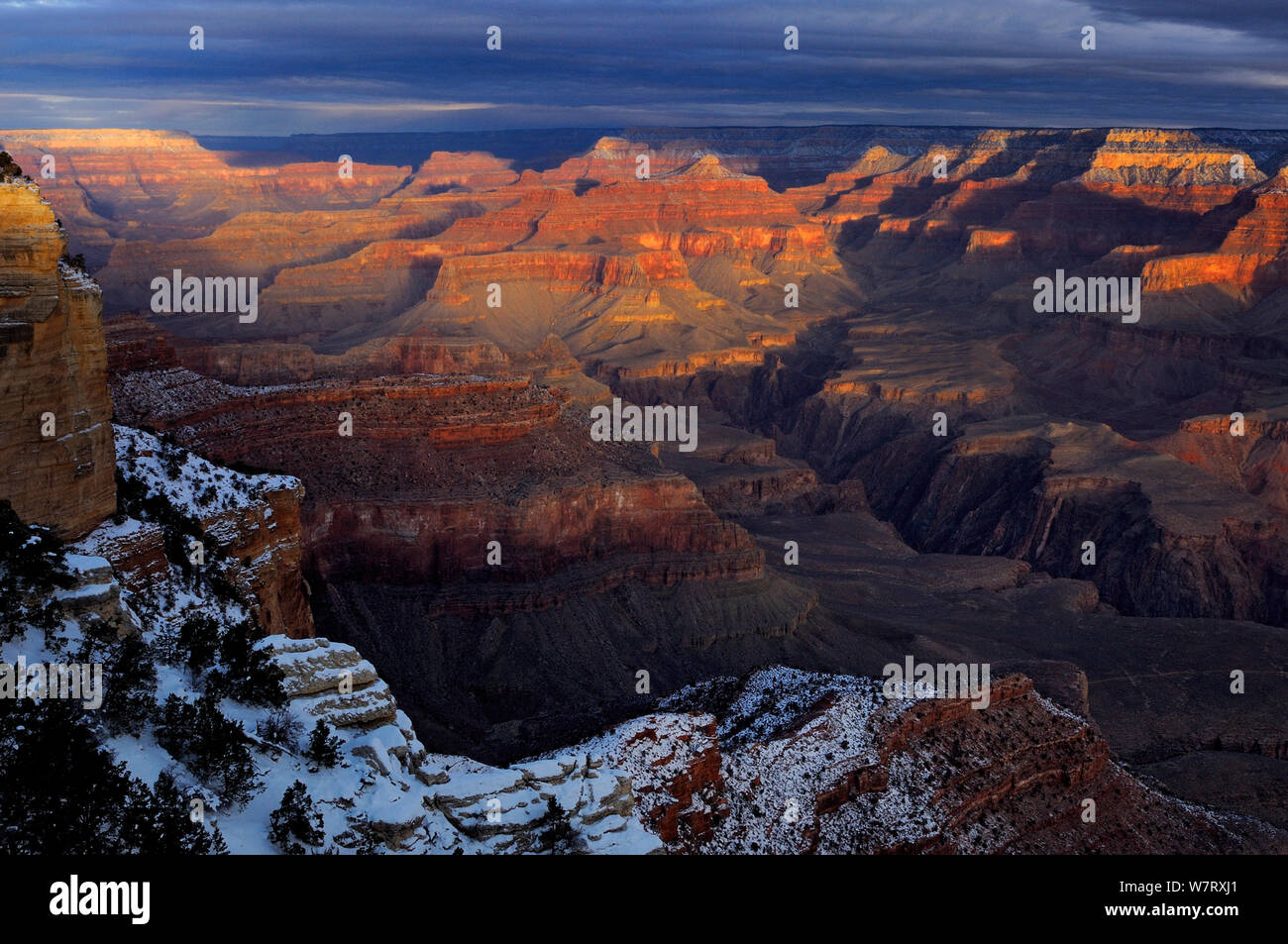 Grand Canyon from Moran Point at sunrise, South Rim, Grand Canyon National Park, Arizona, USA, December 2012. Stock Photo