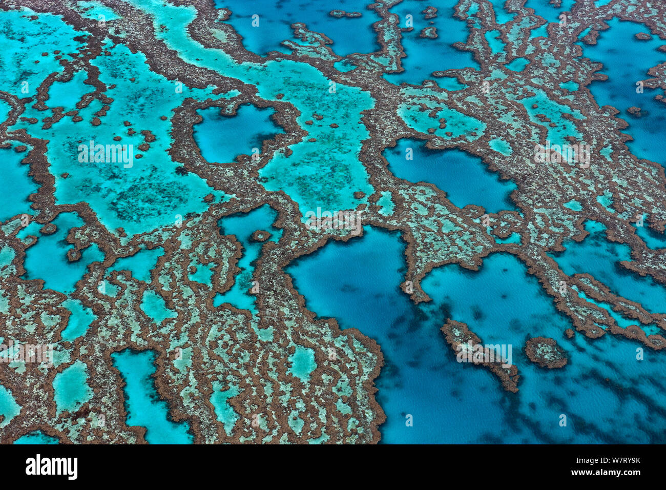 Aerial view of Hardy Reef, Great Barrier Reef, Queensland, Australia, December 2010 Stock Photo