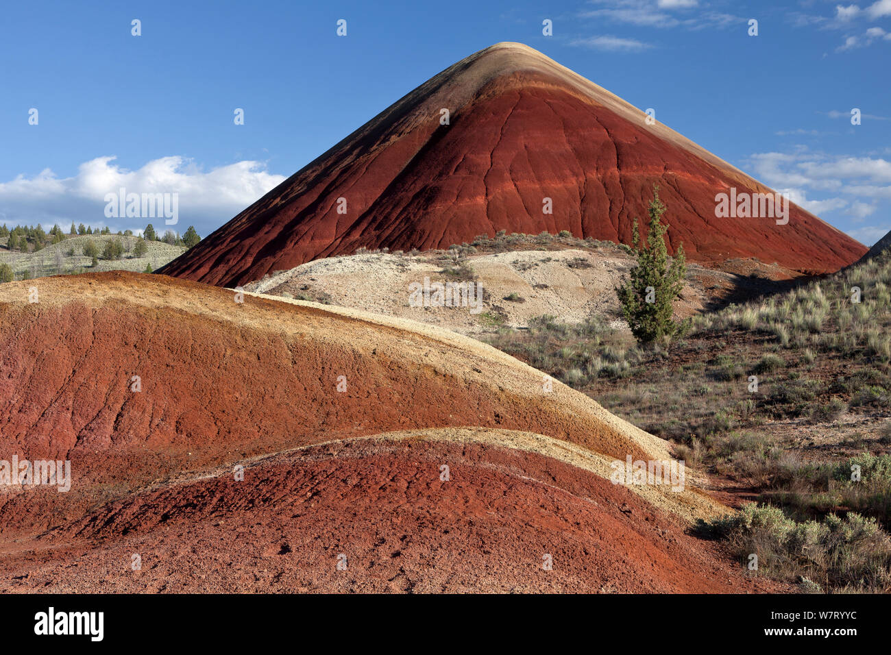 Red Hill in John Day Fossil Beds National Monument, Painted Hills Unit, Oregon, USA, May 2013. Stock Photo
