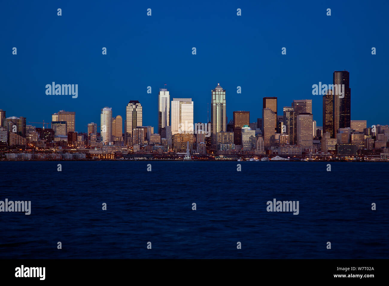 Seattle city skyline as seen from West Seattle, Washington, USA. February 2013. Stock Photo