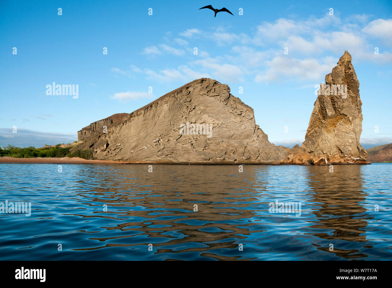 Pinnacle Rock, iconic Galapagos Landmark formed of eroded tuff stone