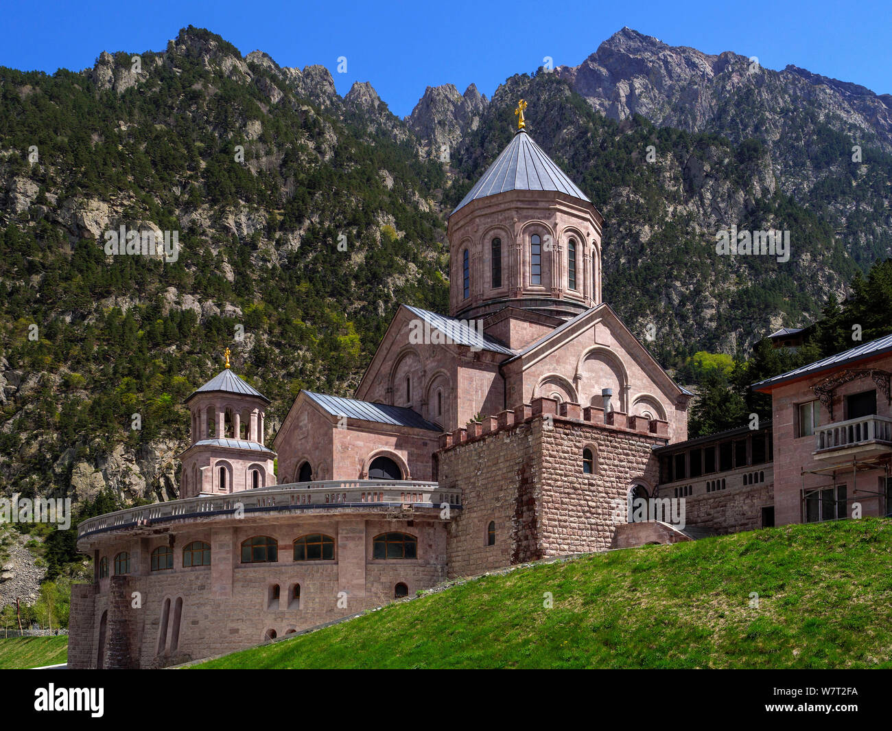 Daryal monastery near Russian boarder at Geogian Military Road , Mzcheta-Mtianeti, Georgia, Europe Stock Photo