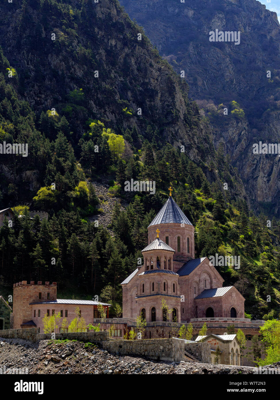 Daryal monastery near Russian boarder at Geogian Military Road , Mzcheta-Mtianeti, Georgia, Europe Stock Photo