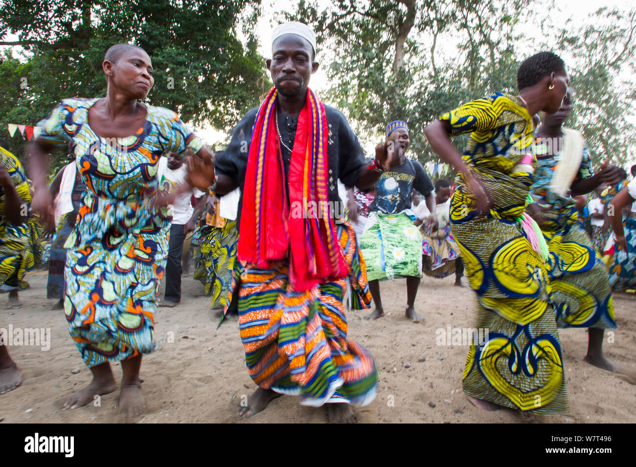 Dancers during a traditional Zangbeto Ceremony, Benin, February 2011. Stock Photo