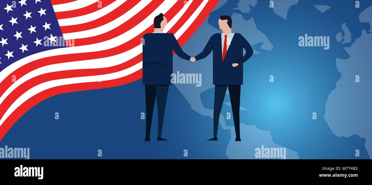 US United States of America international - Us United States Of America International Partnership Diplomacy Negotiation Business Relationship Agreement Handshake Country Flag And Map W7T4B3