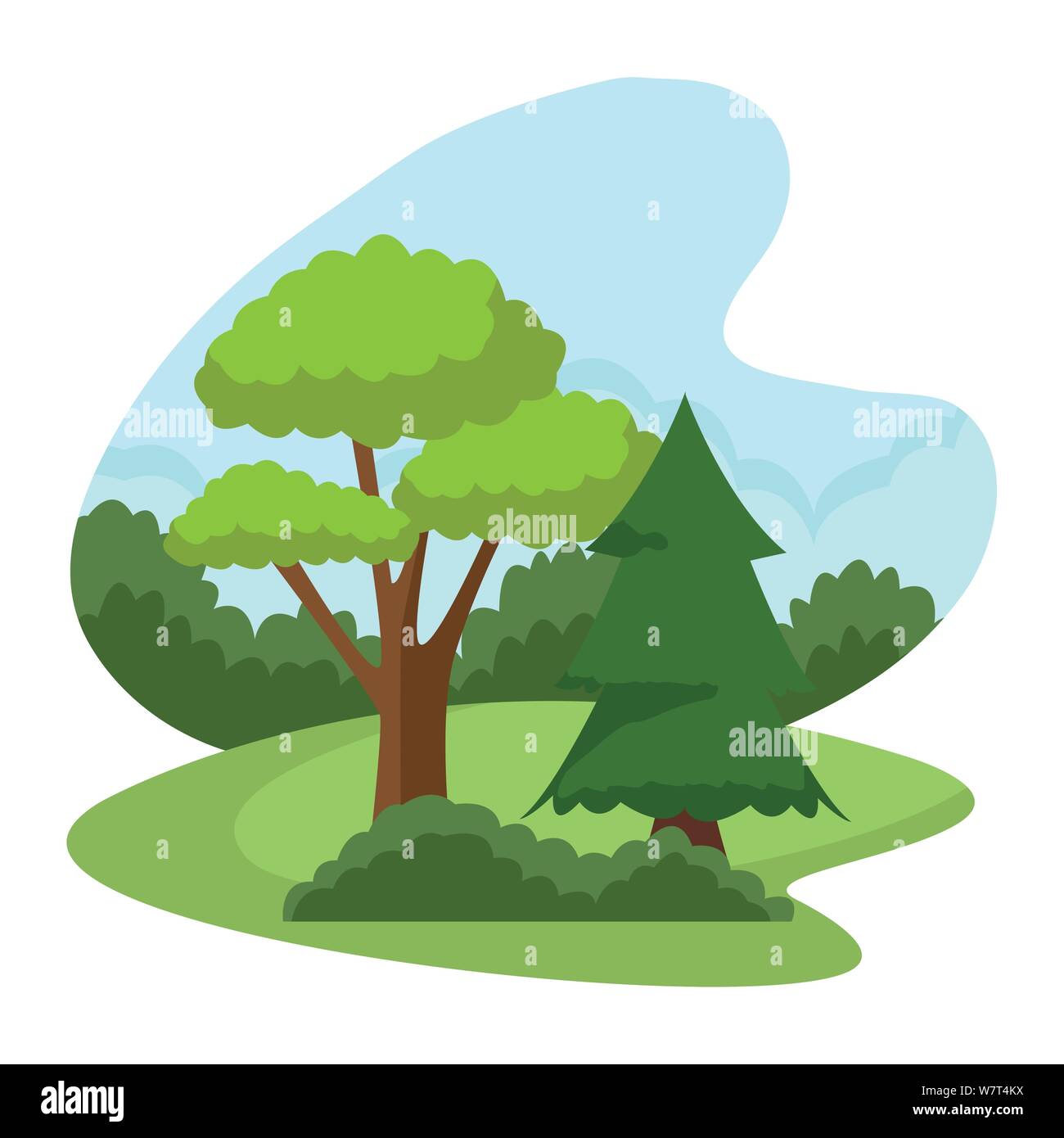 Trees on bushes nature cartoon Stock Vector Image & Art Alamy