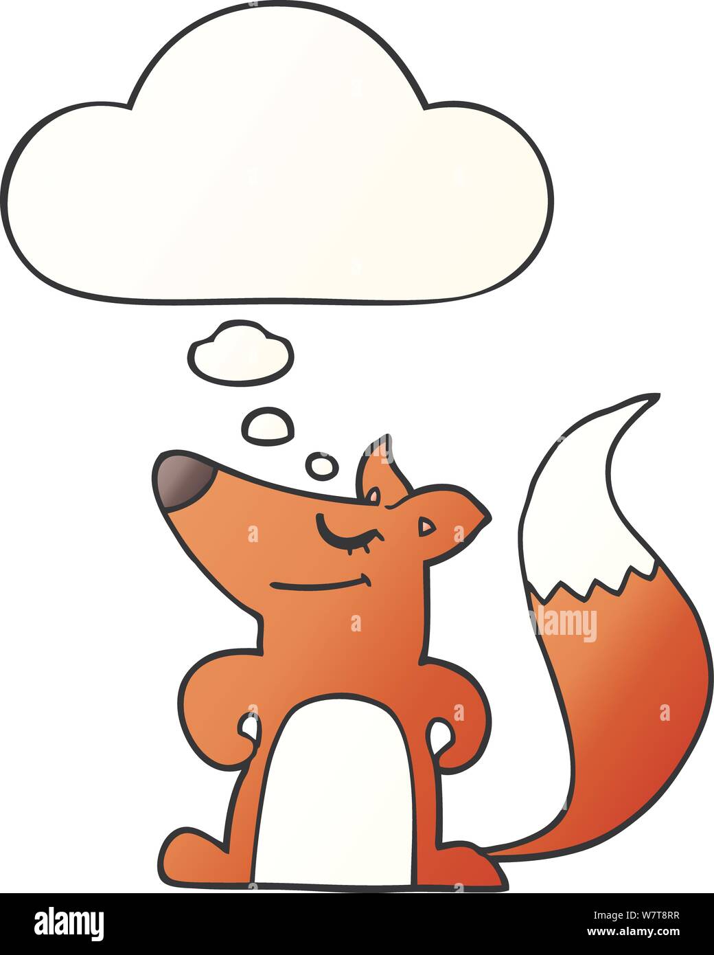 cartoon fox with thought bubble in smooth gradient style Stock Vector