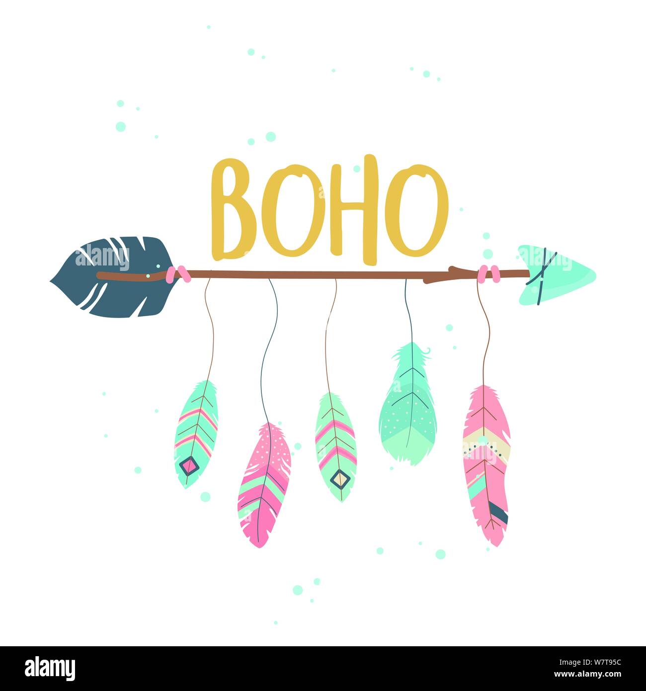 arrows with feathers decoration boho style vector illustration design ...