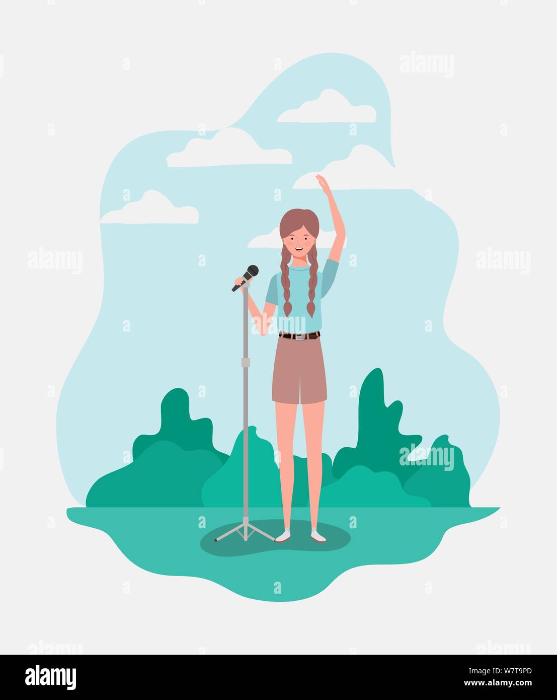 woman singing with microphone character Stock Vector Image & Art - Alamy