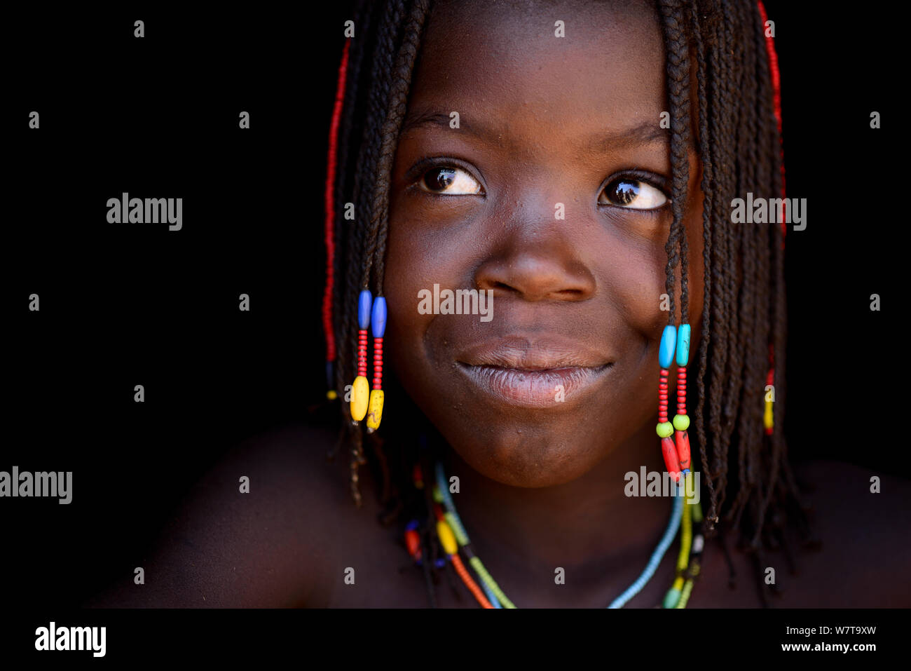 Portrait of Ovahakaona girl, Kaokoland, Namibia. Stock Photo