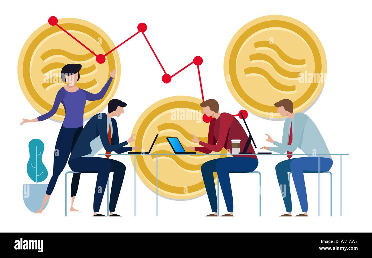 Libra Facebook cryptocurrency and bitcoin cryptocurrency, Libra coins  concept. teamwork investment chart down Stock Vector Image & Art - Alamy