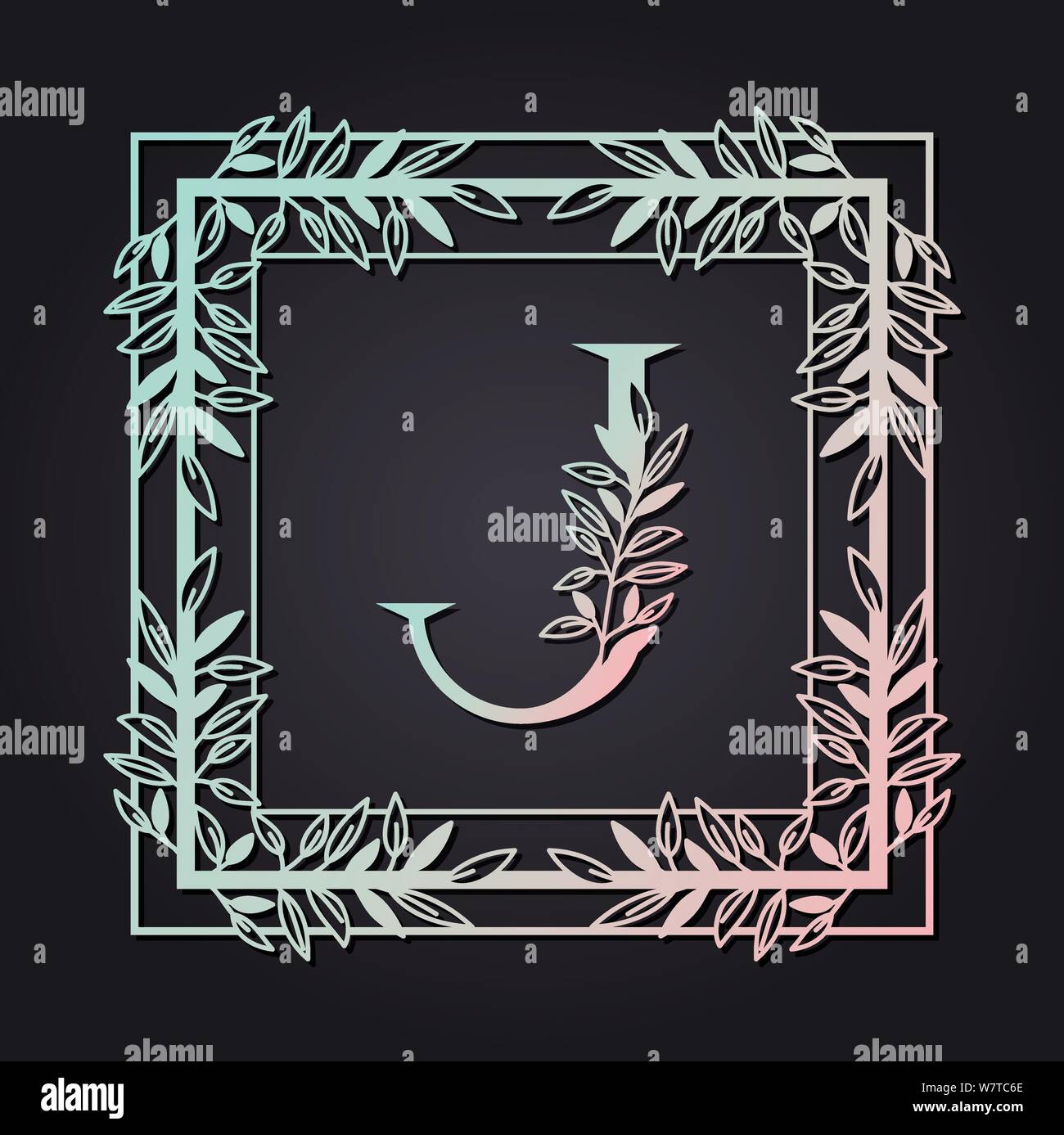 letter J in square frame with leafs Stock Vector Image & Art - Alamy