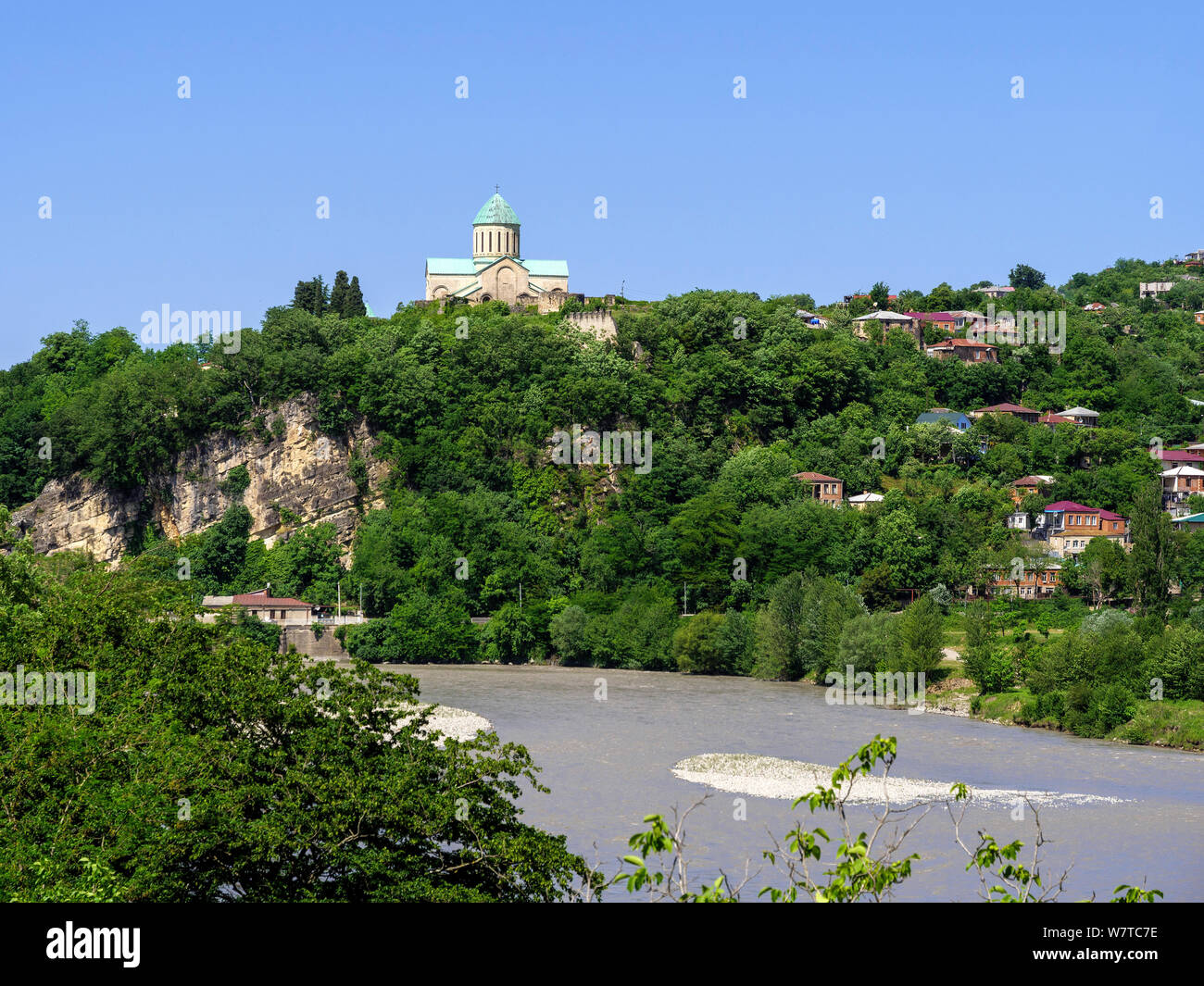 Bagrati cathedral and river Rioni, Kutaisi,  Inereti,  Georgia, Europe Stock Photo