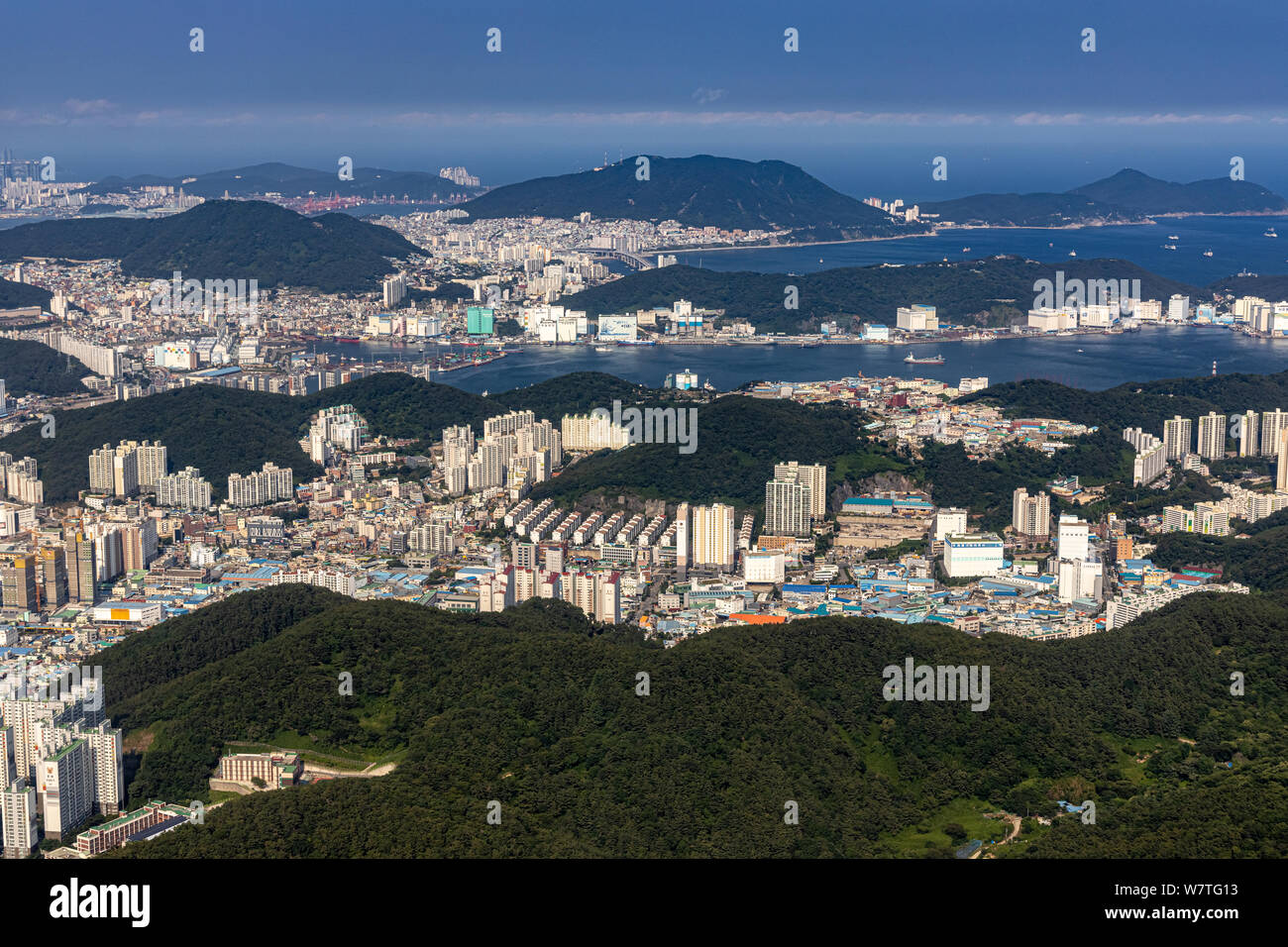 Busan, Korea - June 22, 2019: Aerial view of Busan Metropolitan City Stock Photo