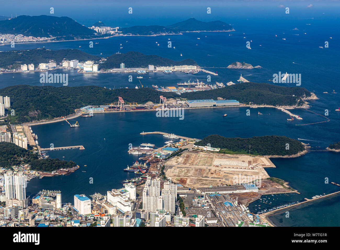 Busan, Korea - June 22, 2019: Aerial view of Busan Metropolitan City Stock Photo