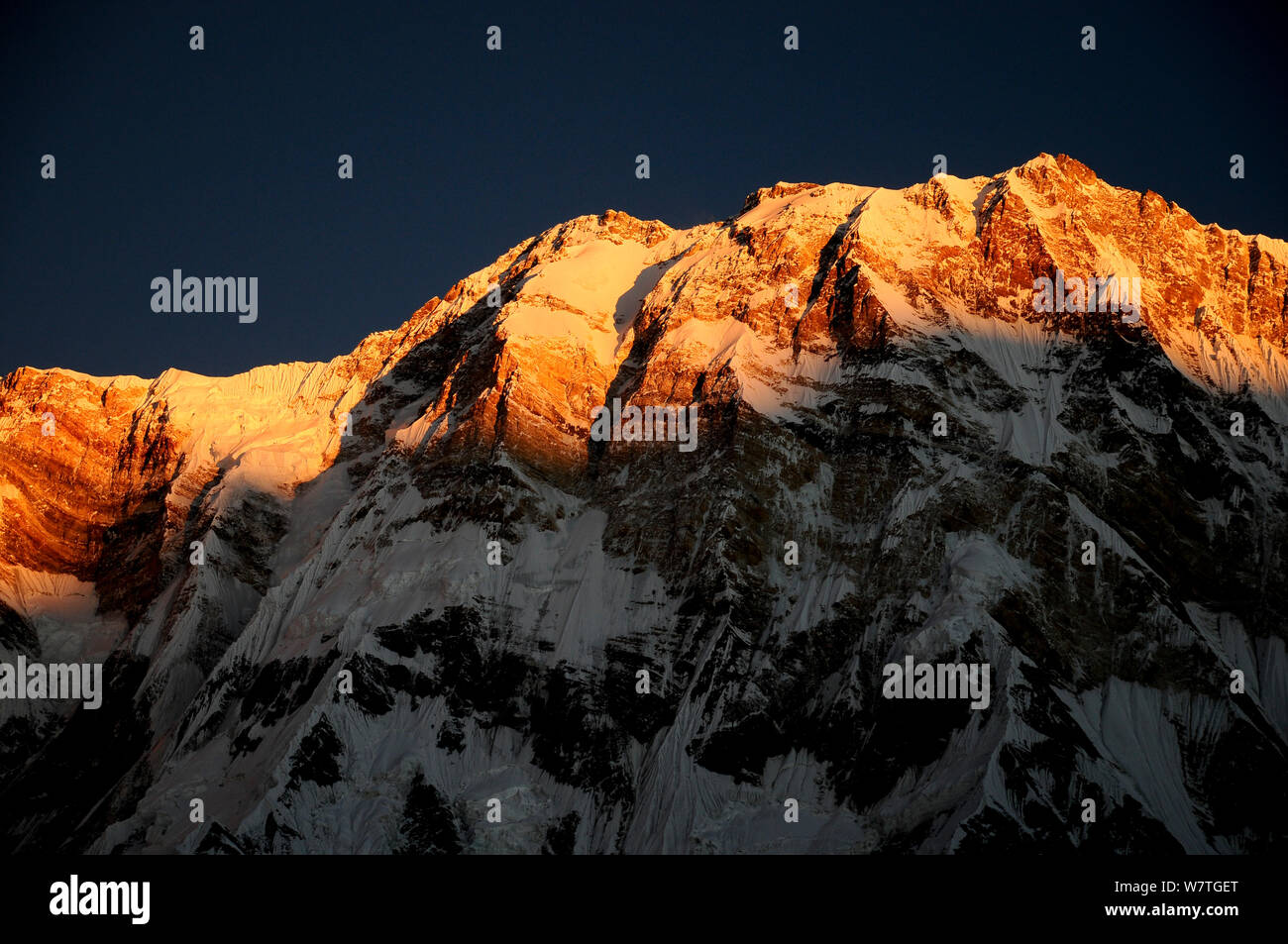 Annapurna I mountain (8091m) at dawn, Annapurna mountains, central Nepal, November 2011. Stock Photo