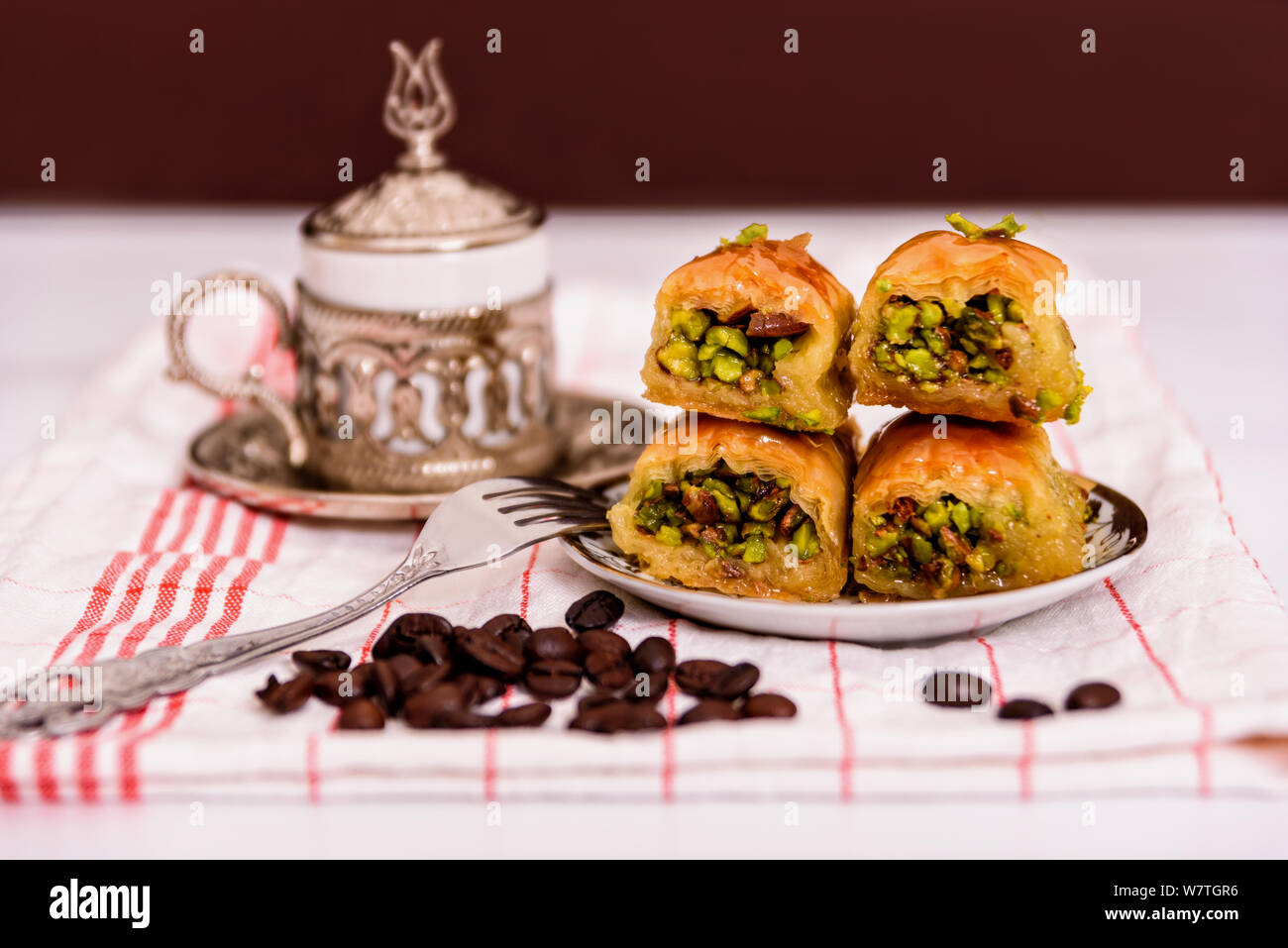 Turkish delights - baklava traditional sweets with turkish coffee Stock ...