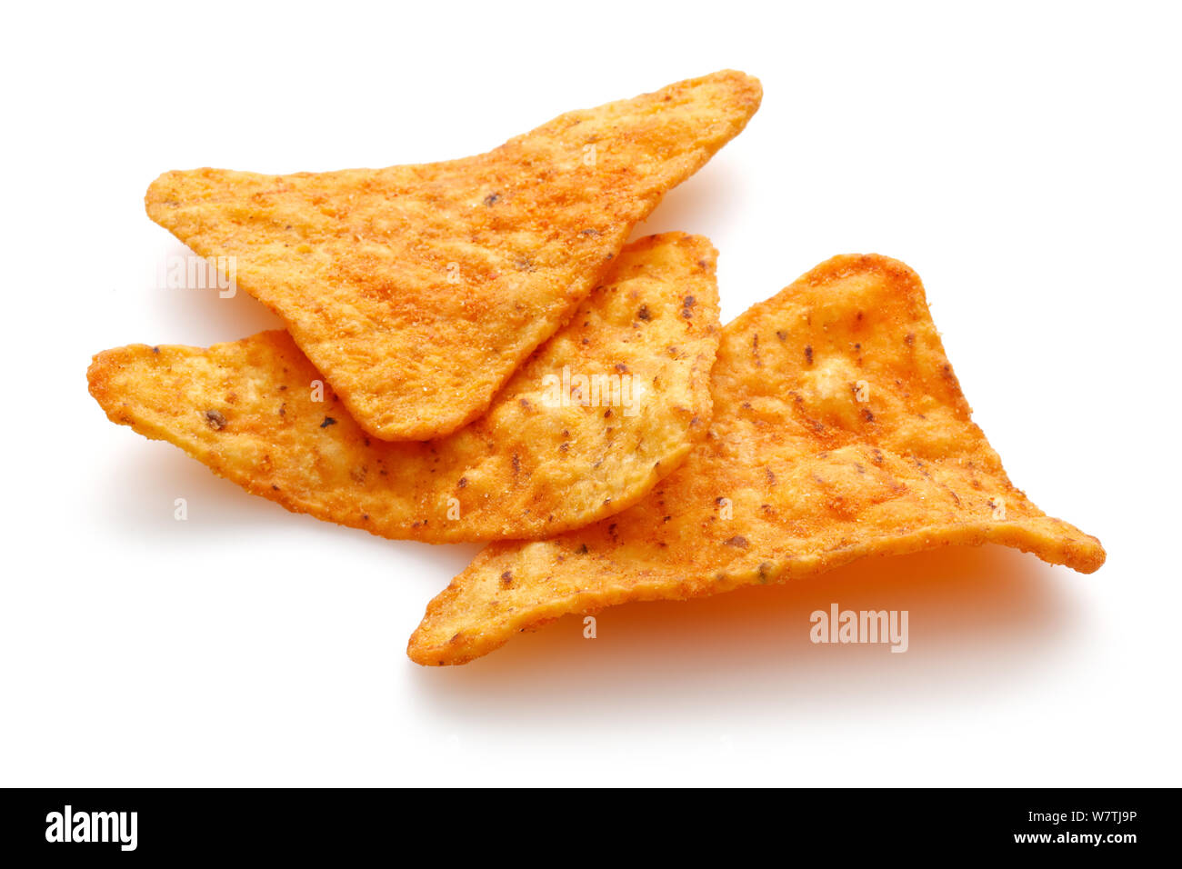 Corn tortilla chips isolated on white background Stock Photo