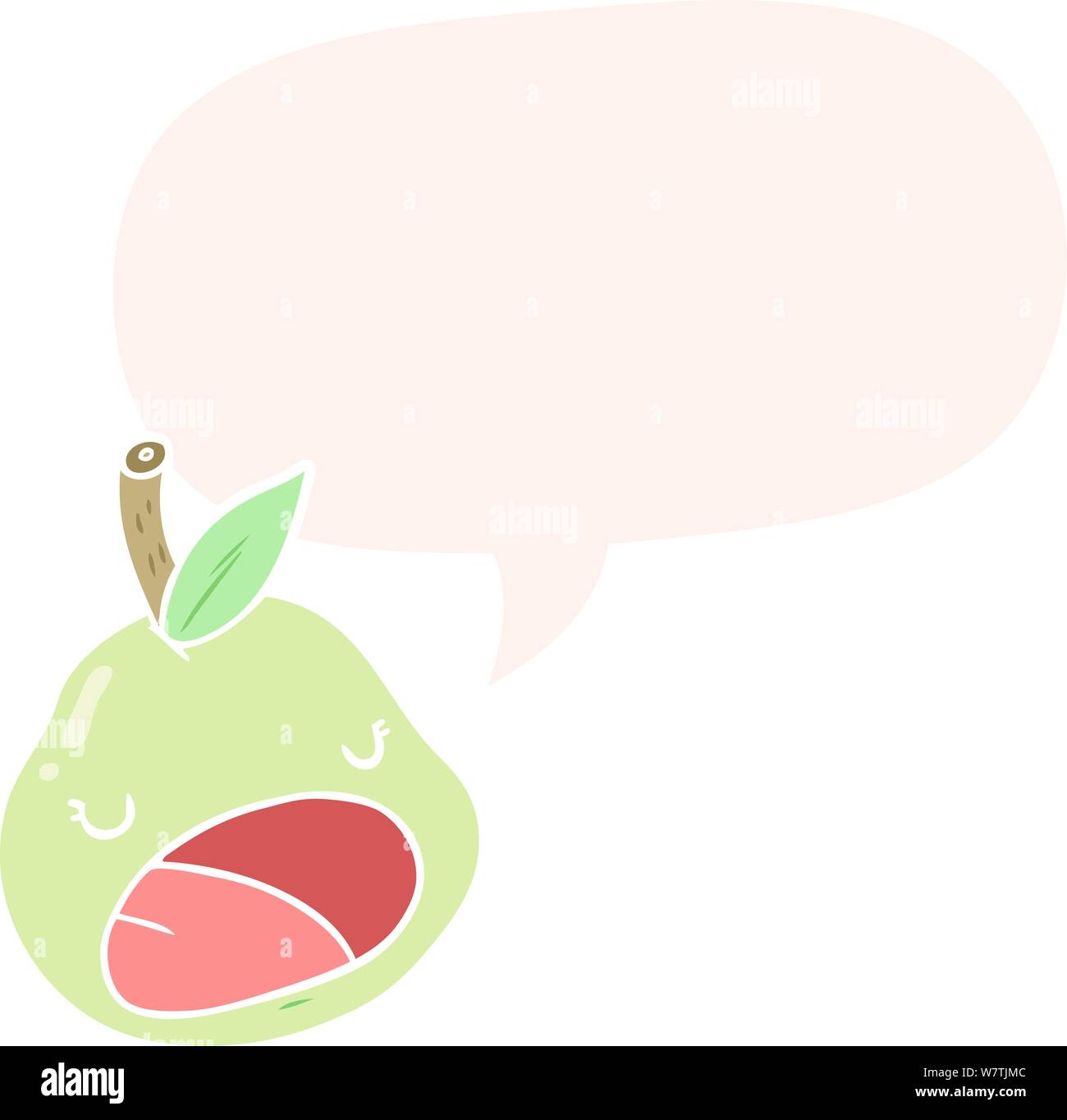 cute cartoon pear with speech bubble in retro style Stock Vector Image ...