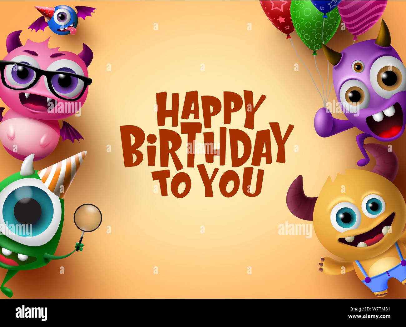 Happy Birthday Vector Background Design Happy Birthday Greeting Card With Colorful Balloons And Circle Frame In Green Background Vector Illustration Stock Vector Image Art Alamy