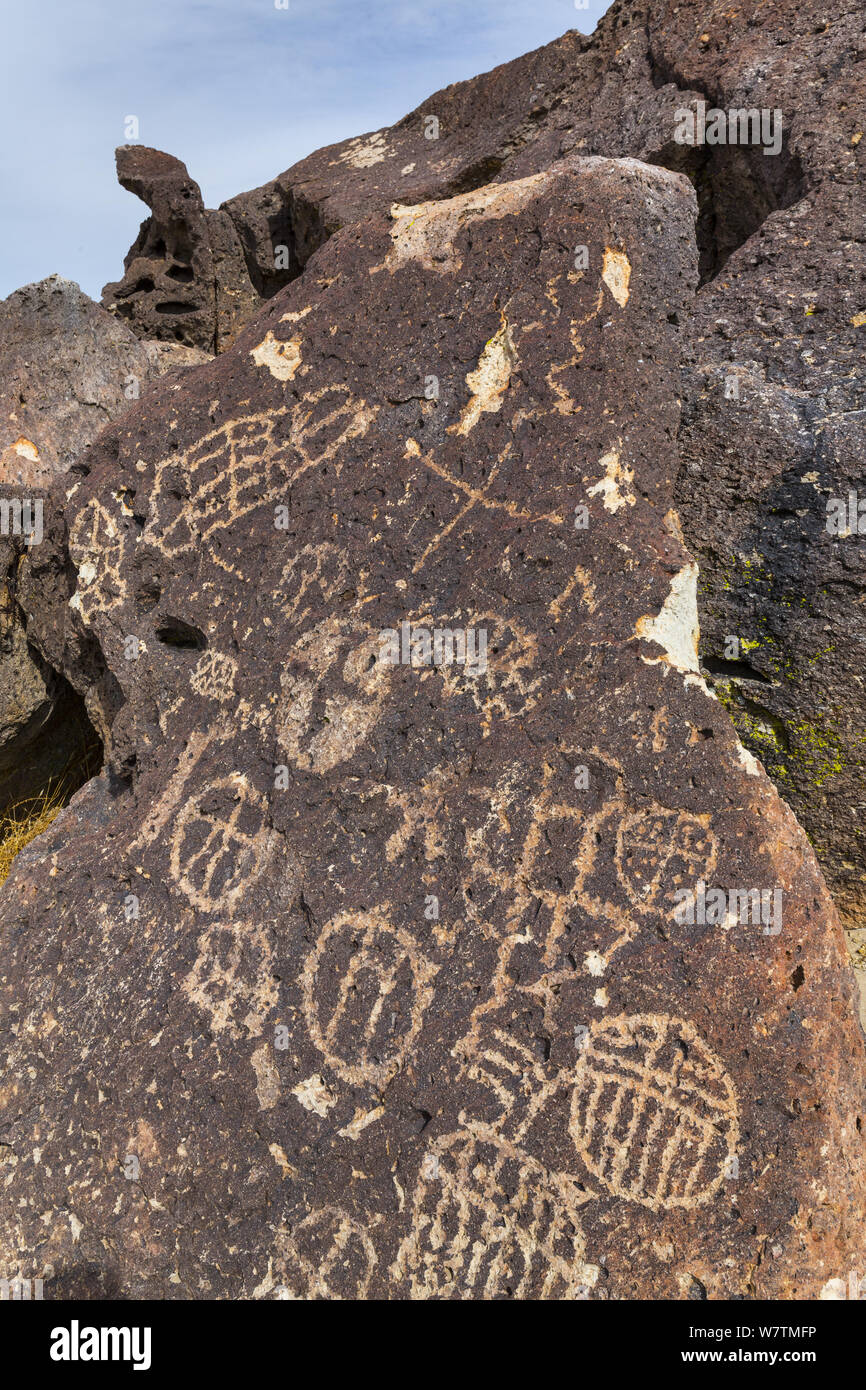 Petroglyphs, Owens Valley, California, USA, March 2013. Stock Photo