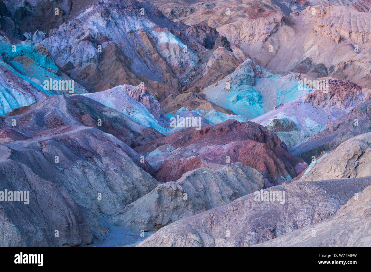 Artists Palette with multicoloured rocks formed by the oxidation of various metals, Death Valley