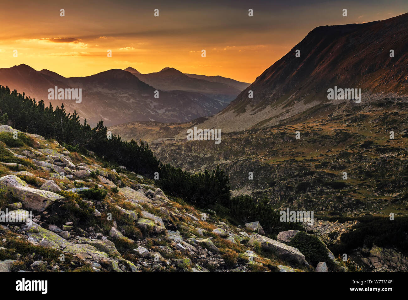 Led Lighted Valley Splendid mountain valley lighted in golden light at the and of the long ...