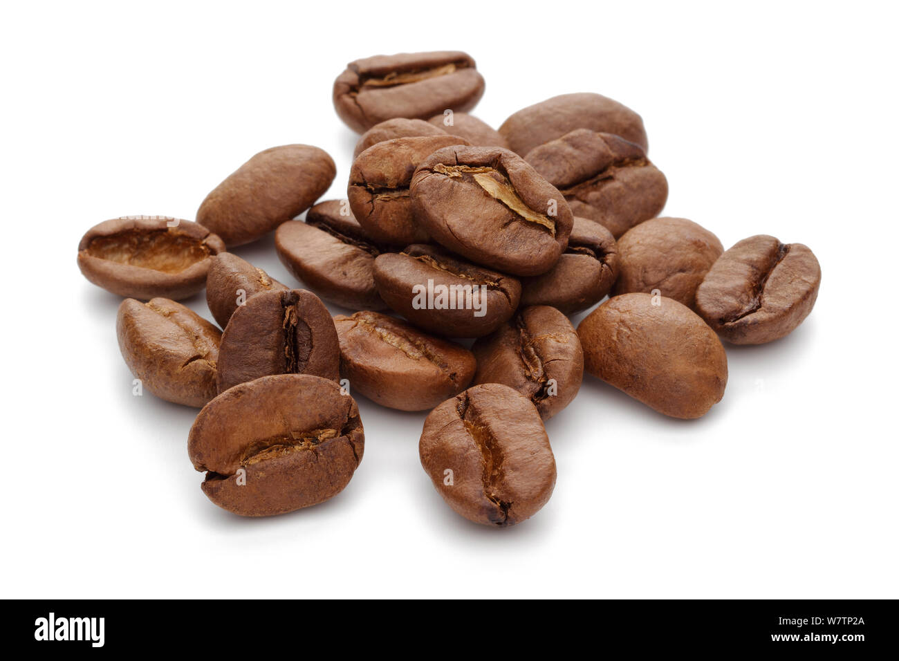 Roasted coffee beans isolated on white background Stock Photo