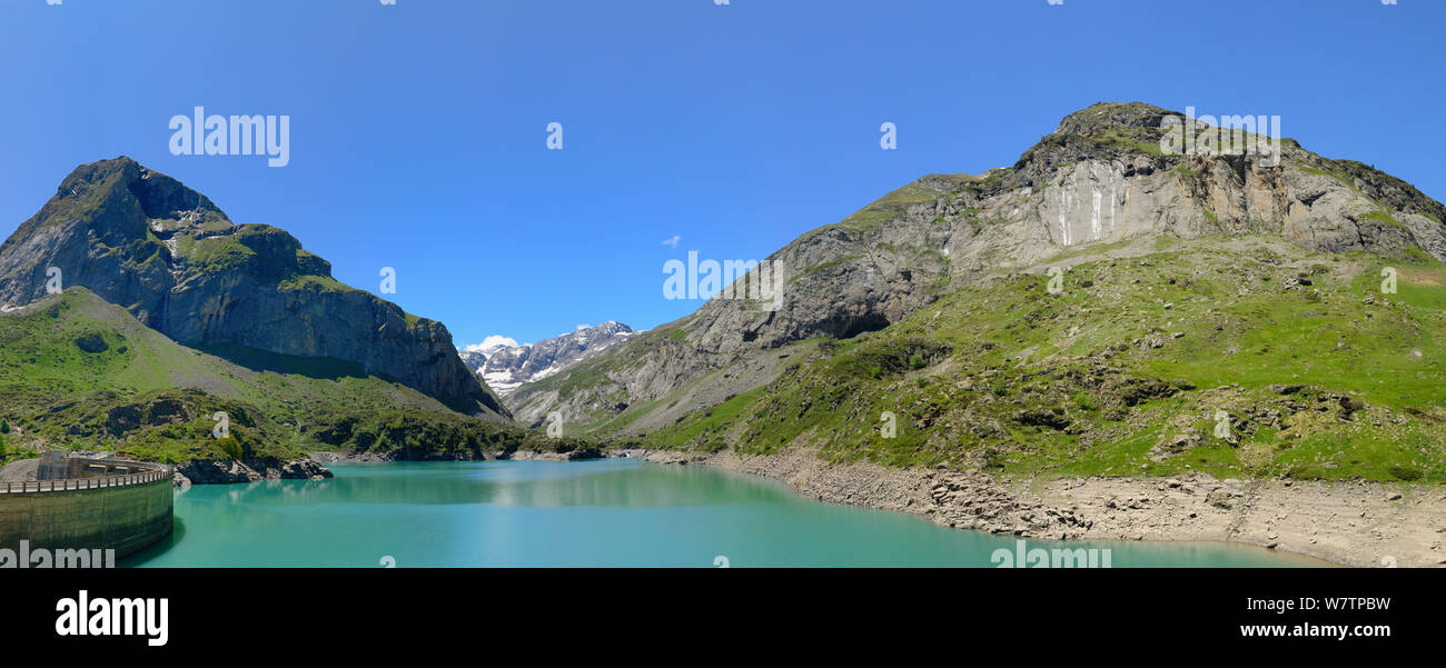Lac des Gloriettes dam, Pyrenees National Park, France, June 2013. Stock Photo