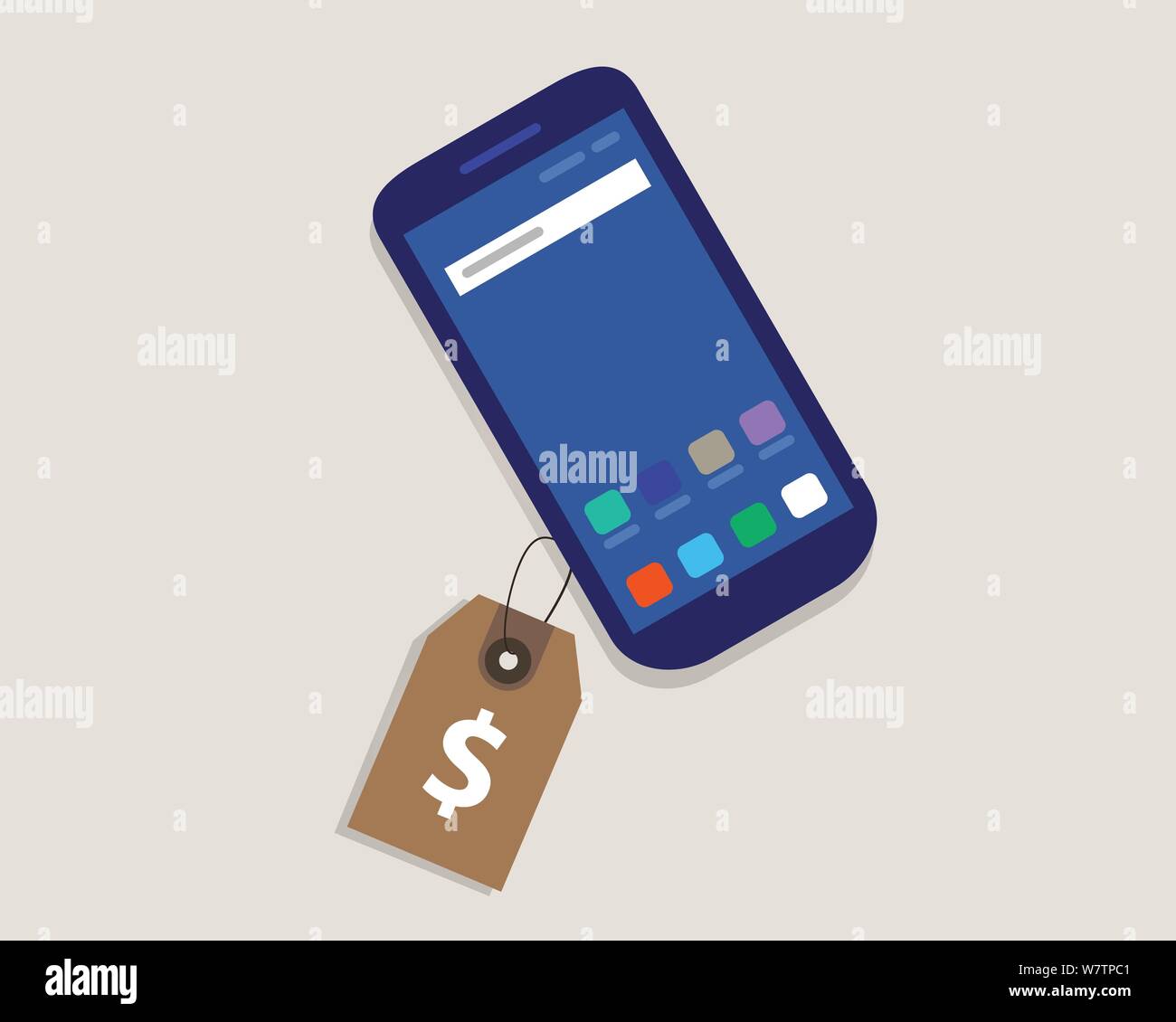 smart phone price tag dollar symbol of money label retail discount ...