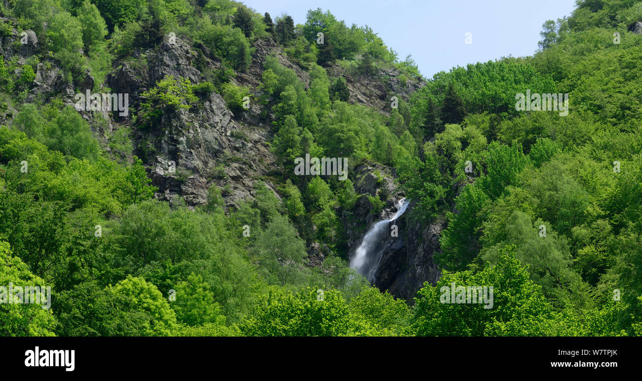 Waterfall on the River Sarre, near Gavarnie, Pyrenees National Park, France, June 2013. Stock Photo