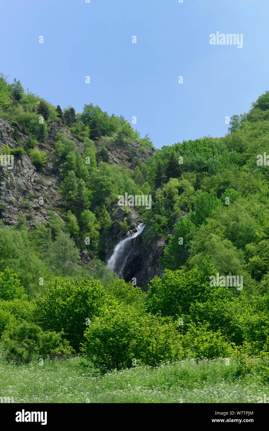 Waterfall on the River Sarre, near Gavarnie, Pyrenees National Park, France, June 2013. Stock Photo