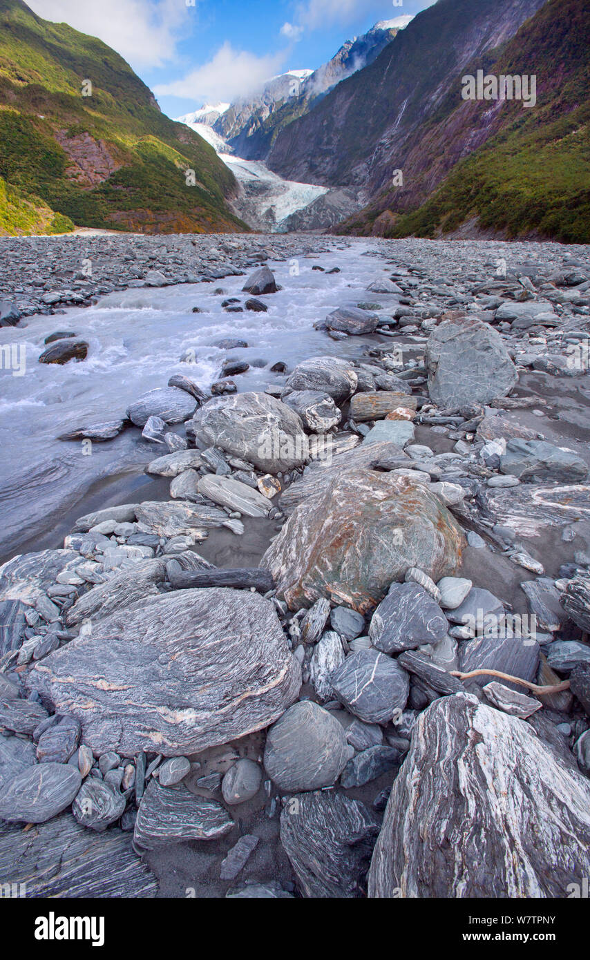Melt water flowing from the Fox Glacier, Aoraki / Mount Cook National
