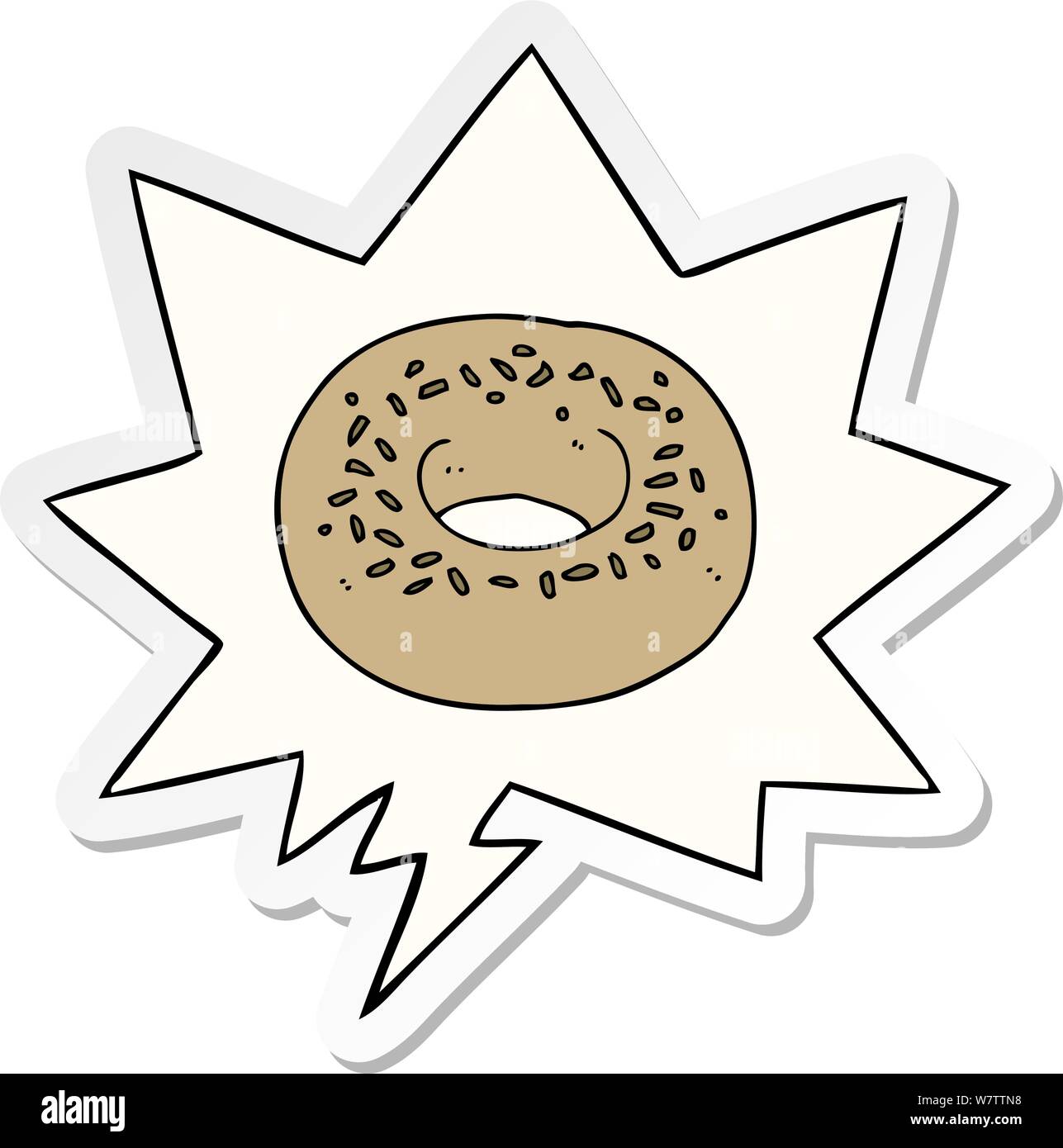 cartoon donut with speech bubble sticker Stock Vector