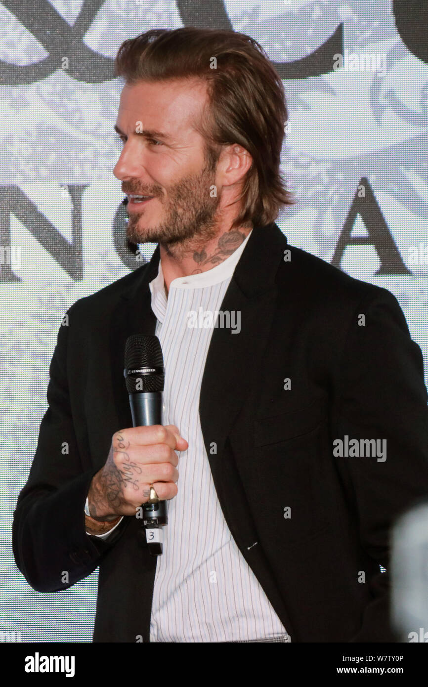 English soccer star David Beckham attends a promotional event for British  costume brand "Kent & Curwen" in Shanghai, China, 9 May 2017 Stock Photo -  Alamy