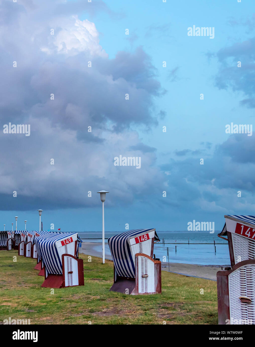 view from beach chair, travel norderney germany Stock Photo