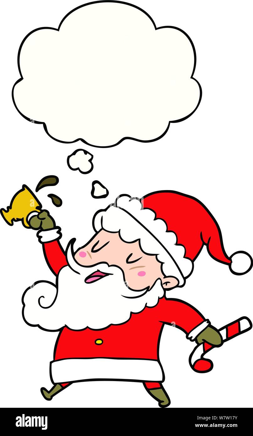 cartoon santa claus with hot cocoa with thought bubble Stock Vector