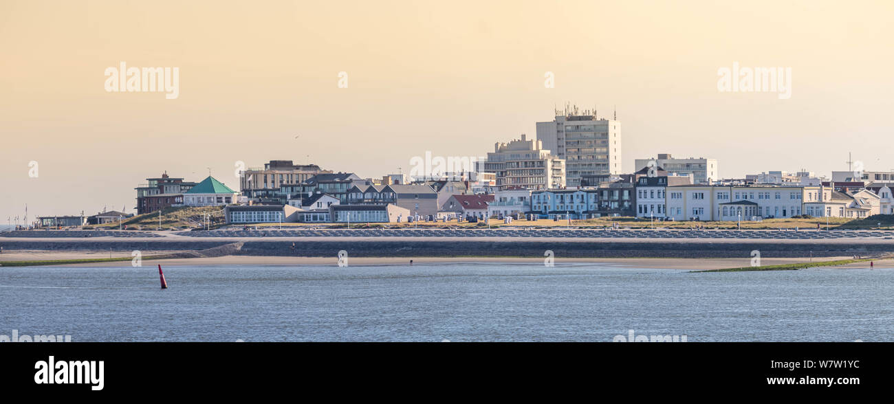 Norderney arrival panoramic view from ferry Stock Photo