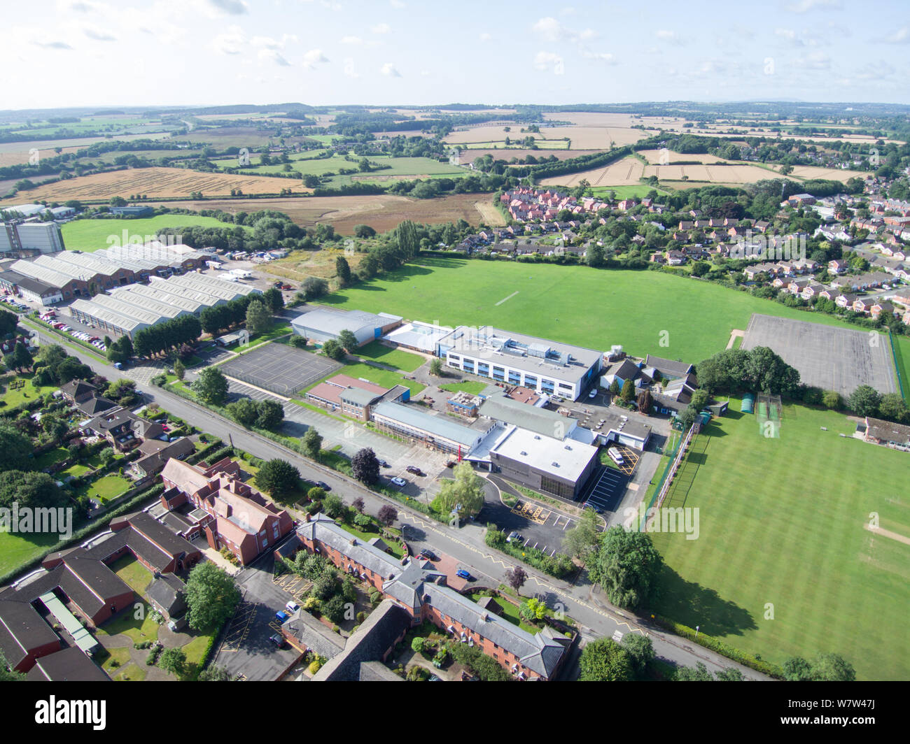 Aerial view of Burton Borough School, Newport, Shropshire Stock Photo -  Alamy