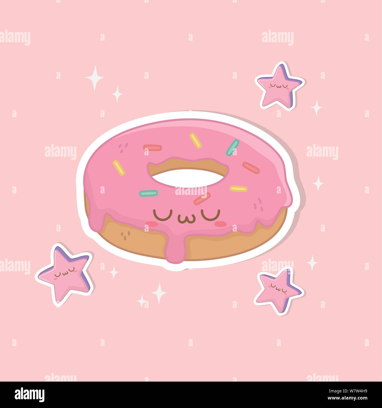 sweet donut pastry kawaii character vector illustration design Stock ...