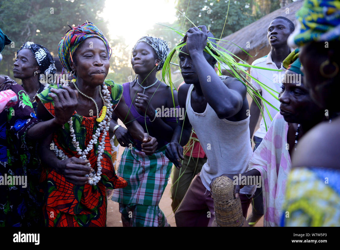 Nalu people at ritual ceremony, Cabedu village, Guinea-Bissau, December 2013. Stock Photo